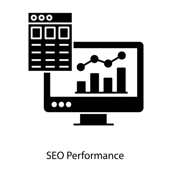 Grafico Analisi Dei Dati Seo Performance Solid Icon Design — Vettoriale Stock