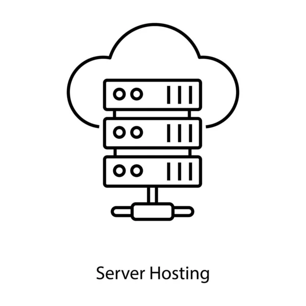 Cloud Computing Technologie Cloud Server Icoon Lijn Vector — Stockvector