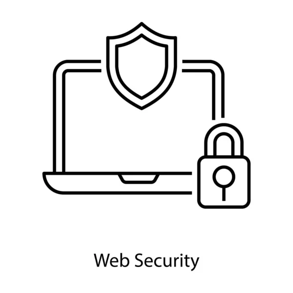 Web Sitesi Koruma Kavramı Satır Tasarımında Web Sayfası Güvenlik Simgesi — Stok Vektör