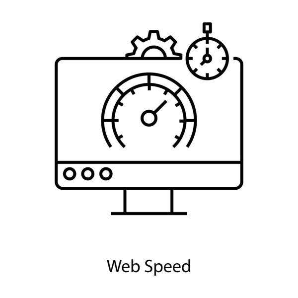 Testando Limite Velocidade Internet Ícone Velocidade Web Design Linha — Vetor de Stock