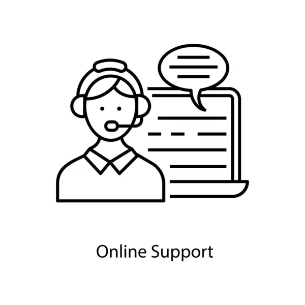 Call Center Service Concept Online Support Icoon Lijn Ontwerp — Stockvector