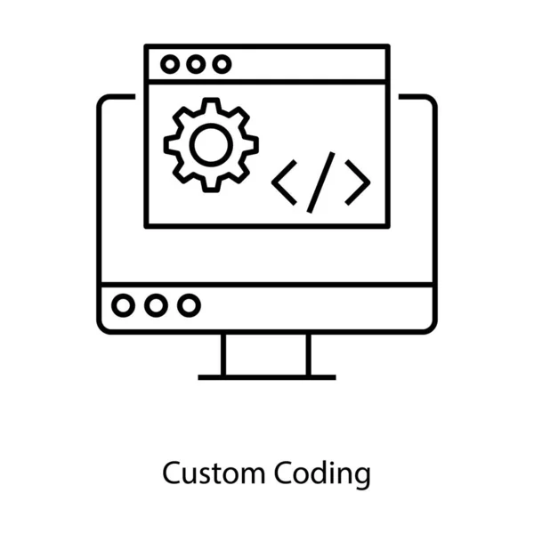 Web Development Interface Custom Coding Icon Line Design — Stock Vector