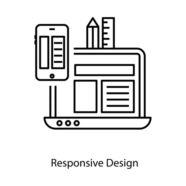 Web Designing Concept Responsive Design Line Design — ストックベクタ