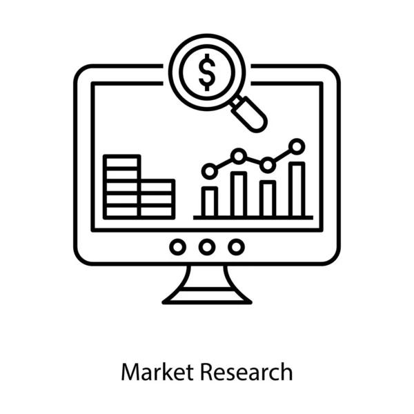 Conceito Análise Empresarial Financeira Design Linha Ícone Pesquisa Mercado —  Vetores de Stock