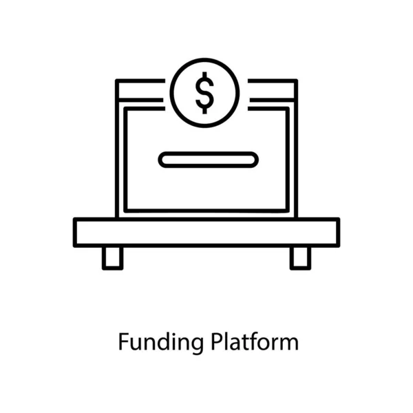 Υπηρεσία Οικονομικής Βοήθειας Εικονίδιο Πλατφόρμας Χρηματοδότησης Στυλ Γραμμής — Διανυσματικό Αρχείο
