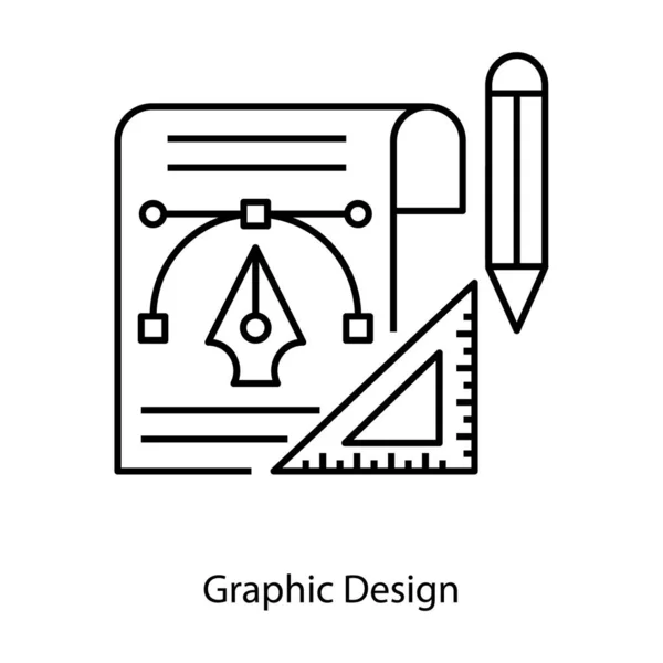 Projektowanie Narzędzi Kątem Geometrycznym Ikona Projektowania Graficznego Stylu Liniowym — Wektor stockowy