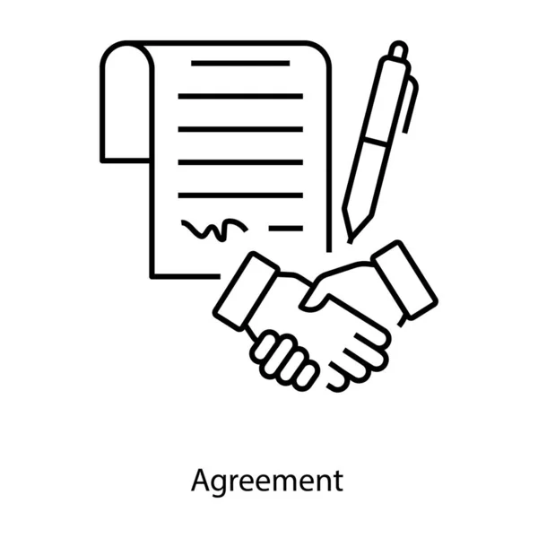 Business Partnership Concept Line Icon Agreement — Stock Vector