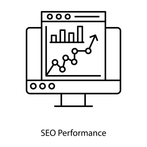 Data Analytics Grafiek Seo Prestaties Lijn Pictogram Ontwerp — Stockvector