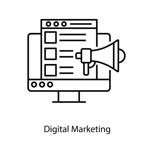 Promotion Ligne Icône Marketing Numérique Dans Conception Ligne — Image vectorielle