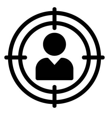 Odak kişi simgesi, glif vektör tasarımı.