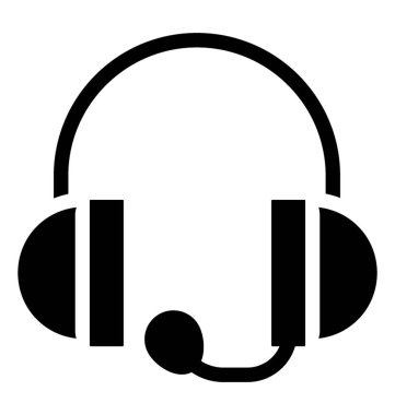 Bir kulaklık ile mikrofon simgesi, katı tasarım.