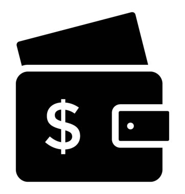 M-cüzdan simgesi, katı vektör tasarımı.