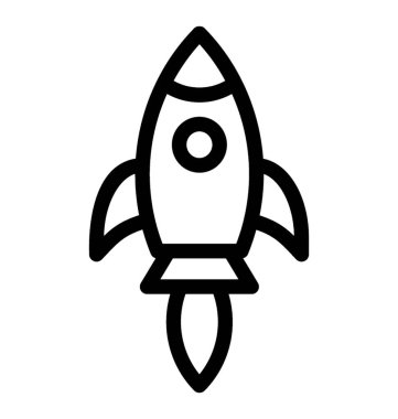 Roket simgesi, çizgi vektör tasarımı.