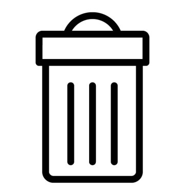 Çöp Kovası simgesi, çizgi vektör tasarımı.