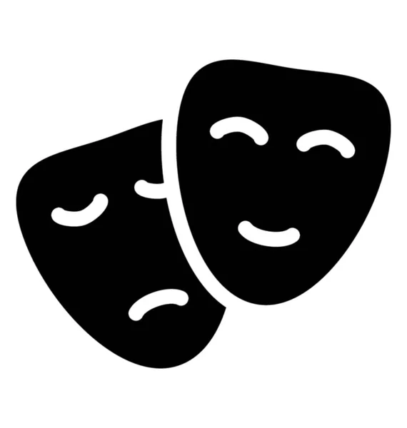 Icono Máscara Teatro Diseño Vectores Glifo — Vector de stock