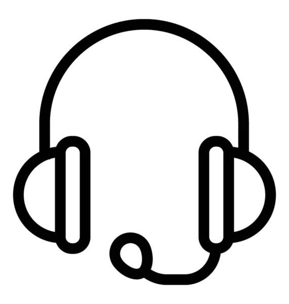 Ακουστικά Μικρόφωνο Εικονίδιο Σχεδίαση Γραμμής — Διανυσματικό Αρχείο