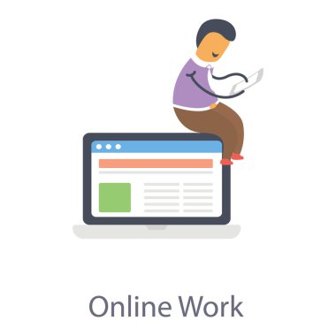 Çevrimiçi iş simgesinin düz tasarımı.