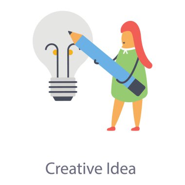 Yaratıcı yazı simgesinin düz tasarımı.