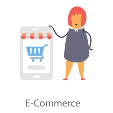 Mobil alışverişin düz tasarımı 