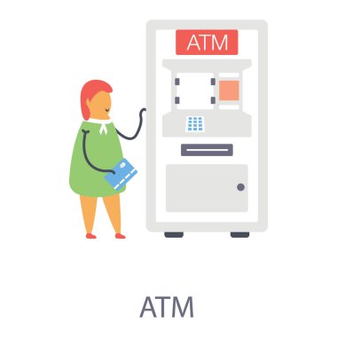 Otomatik vezne makinesi düz tasarım simgesi