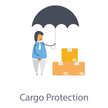 Düz dizaynlı kargo koruması simgesi.