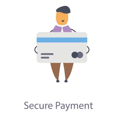 Güvenli kart ödeme simgesi düz tasarım.