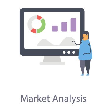 çevrimiçi veri analiz simgesinin düz tasarımı.