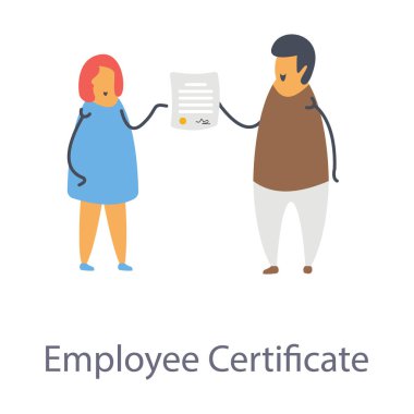 Düz dizaynlı çalışan sertifikası simgesi 