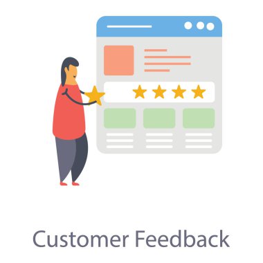 Düz vektörde müşteri geribildirim simgesi