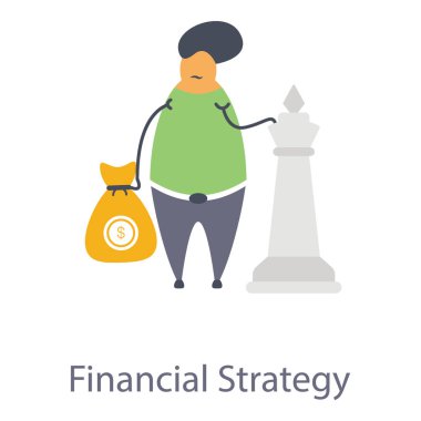 Finansal strateji düz tasarım simgesi.