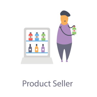 Ürün satıcısının düz tasarımı simgesi.