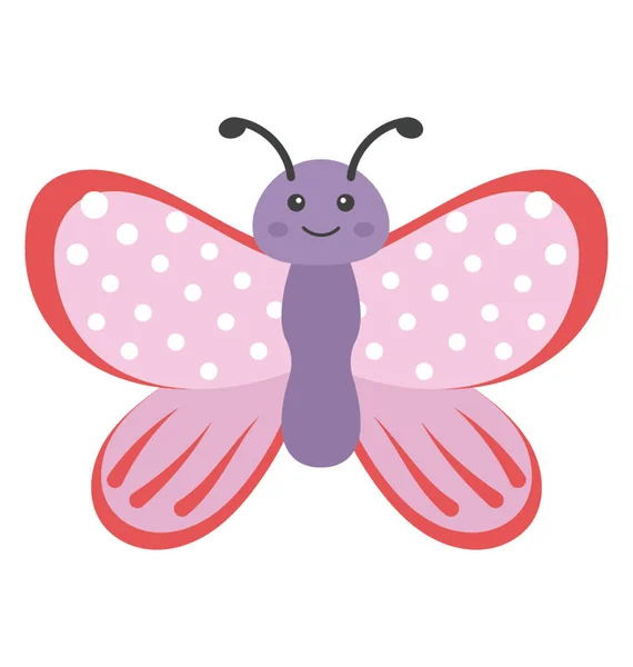 Krásný Jarní Motýl Hmyzu Plochý Design — Stockový vektor