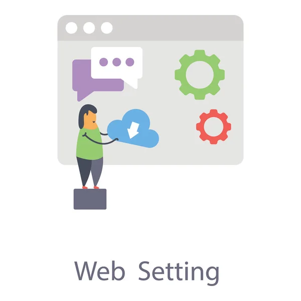 Ícone Configuração Página Web Design Plano — Vetor de Stock