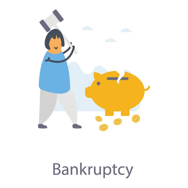 Icon Bankruptcy Flat Design — Stock Vector