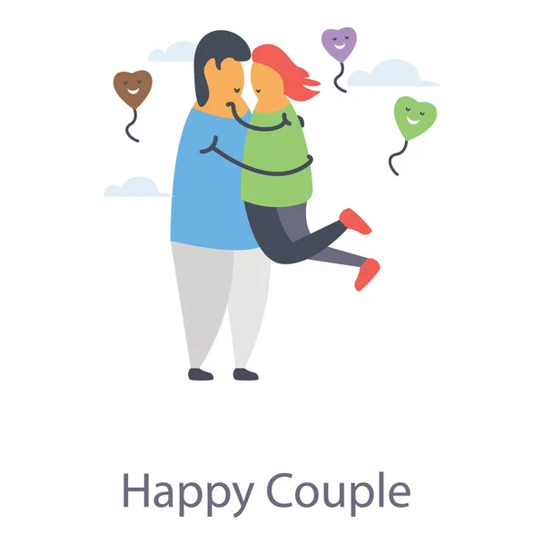 Icono Pareja Romántica Diseño Plano — Vector de stock