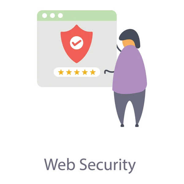 Web Sitesi Güvenlik Simgesinin Düz Tasarımı — Stok Vektör