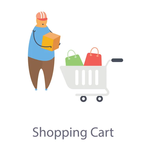 Icono Carrito Compras Diseño Plano — Vector de stock