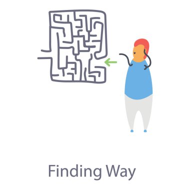 İş labirenti düz tasarım simgesi.