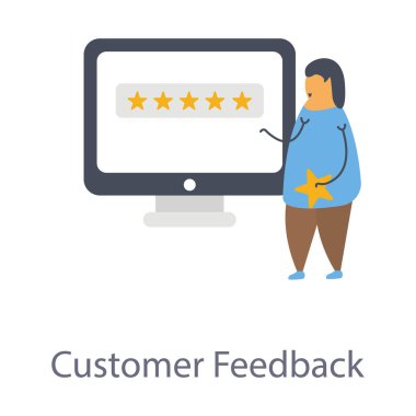 Düz vektörde müşteri geribildirim simgesi