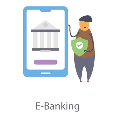 Düz dizaynlı mobil bankacılık simgesi.