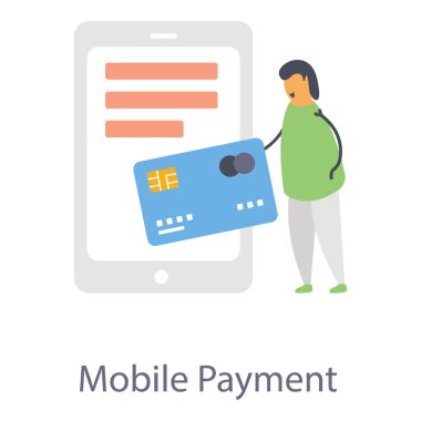 Düz tasarımda mobil ödeme simgesi