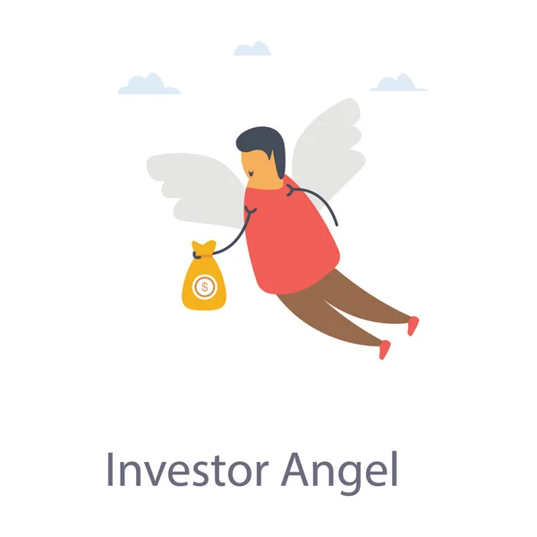 Plat Ontwerp Van Investeerder Een Engel — Stockvector