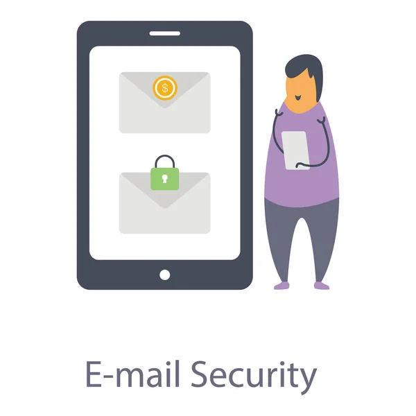 Ikone Der Mobilen Mail Sicherheit Flaches Design — Stockvektor