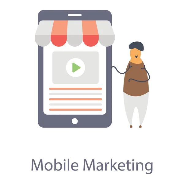 Επίπεδη Σχεδίαση Εικονιδίου Mobile Marketing — Διανυσματικό Αρχείο