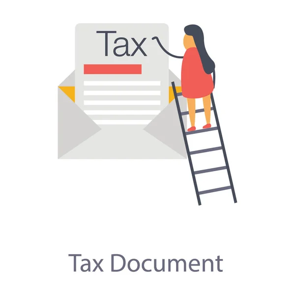 Flat Design Tax Document Icon — 스톡 벡터