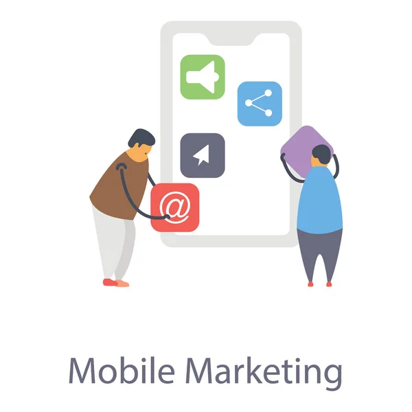 Επίπεδη Σχεδίαση Εικονιδίου Mobile Marketing — Διανυσματικό Αρχείο