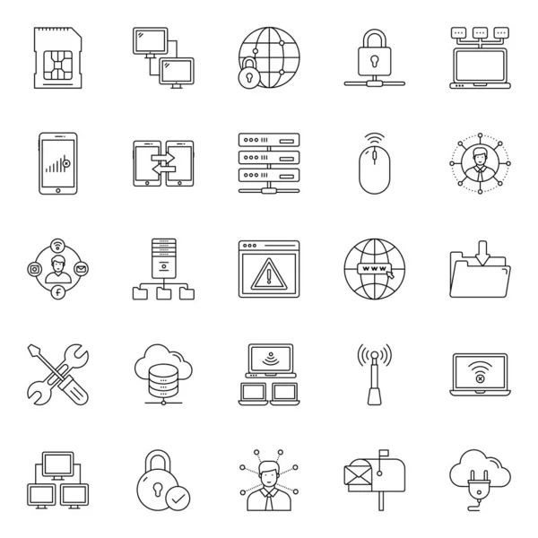 Dispositifs Communication Ligne Icônes Pack — Image vectorielle