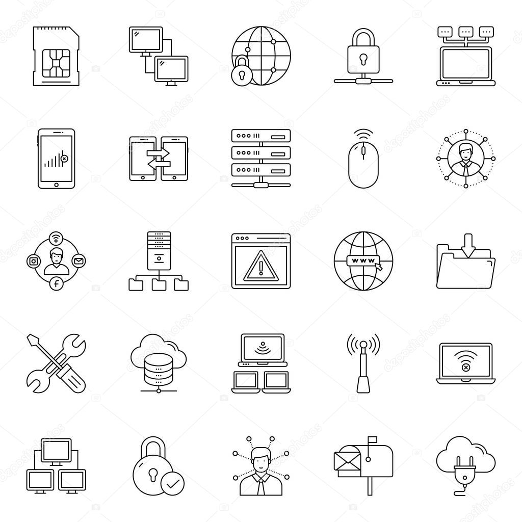 Communication Devices Line Icons Pack 