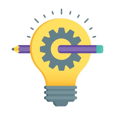 Ampullü kalem iç dişli, yaratıcı yazı simgesi.