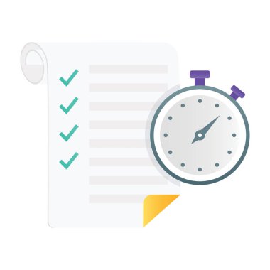 Kronometresi olan kağıt, proje bitiş tarihi simgesi.